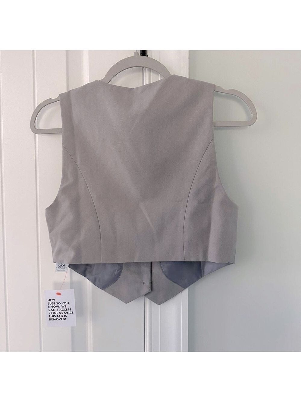 ASOS DESIGN Tailored Cropped Vest Top Light Gray 4 NWT - Picture 8 of 8